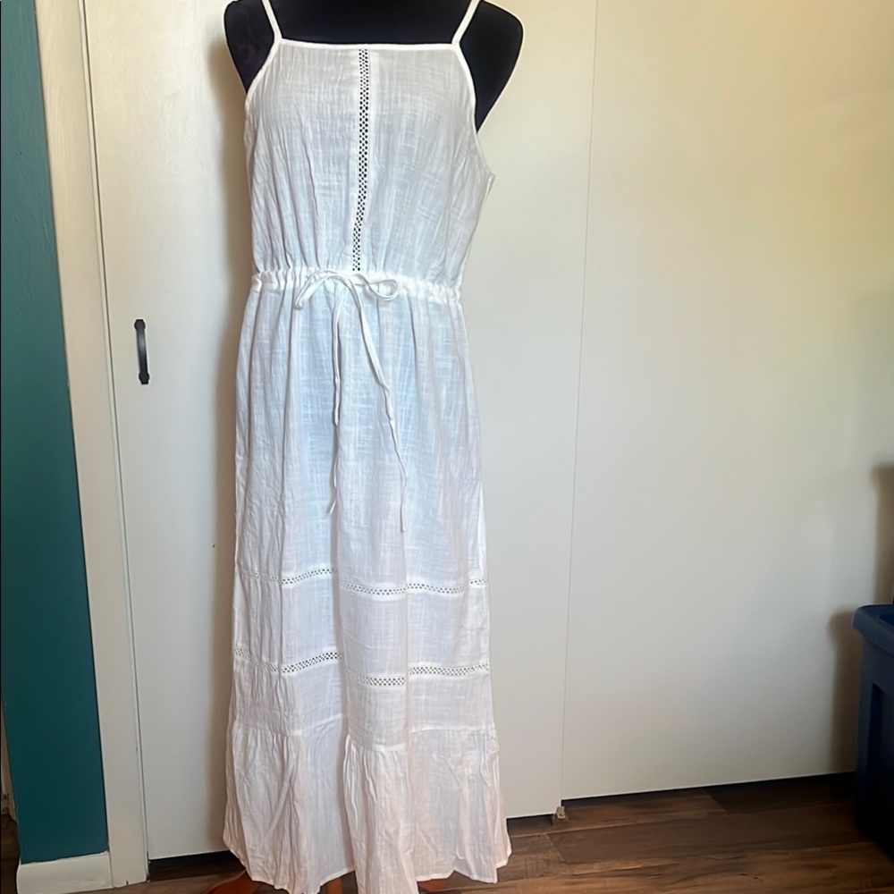 Elegant White Summer Dress, Size L, New